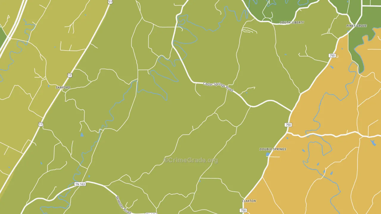 South Liberty, TN Map of Assault Rates