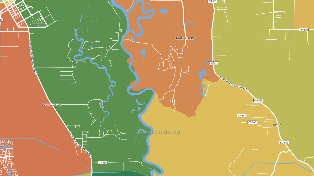 South Liberty, TX Map of Assault Rates