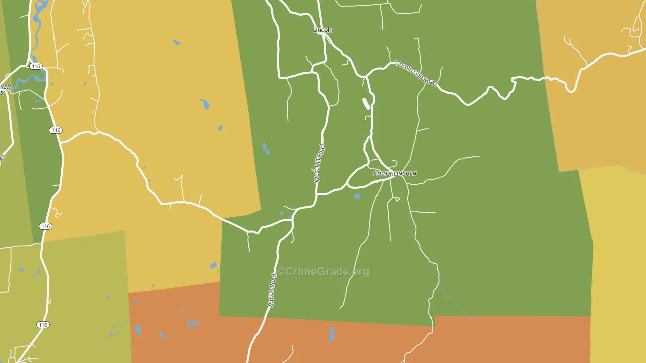 South Lincoln, VT Map of Assault Rates