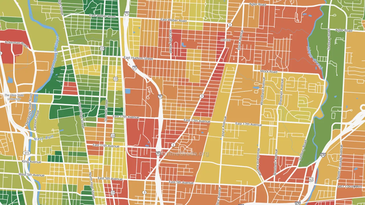 South Linden, Columbus, OH Map of Assault Rates