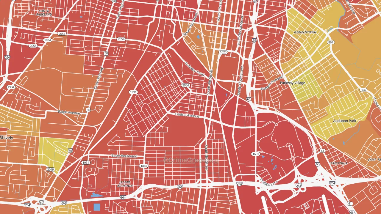 South Louisville, Louisville, KY Map of Assault Rates