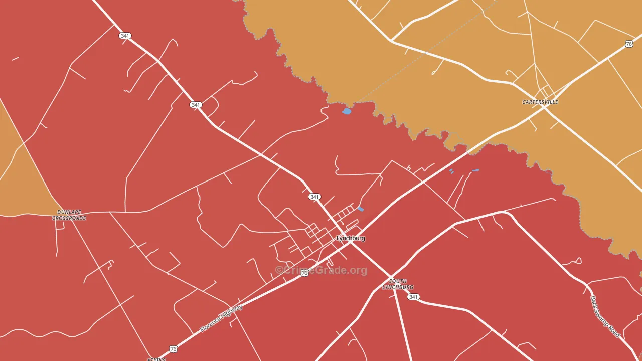South Lynchburg, SC Map of Assault Rates