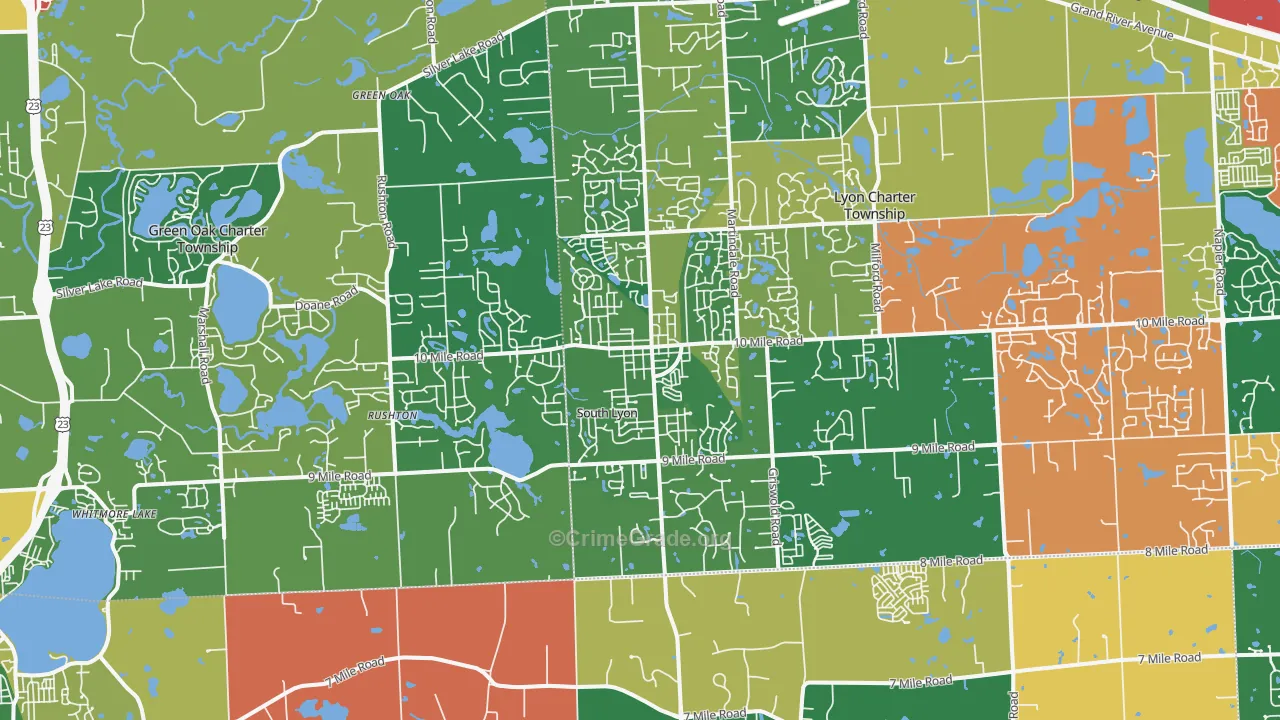 South Lyon, MI Map of Assault Rates