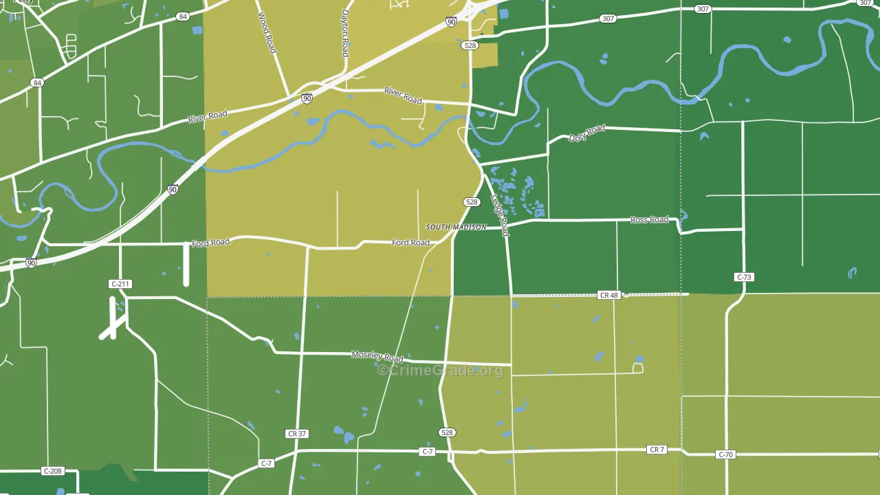 South Madison, OH Map of Assault Rates