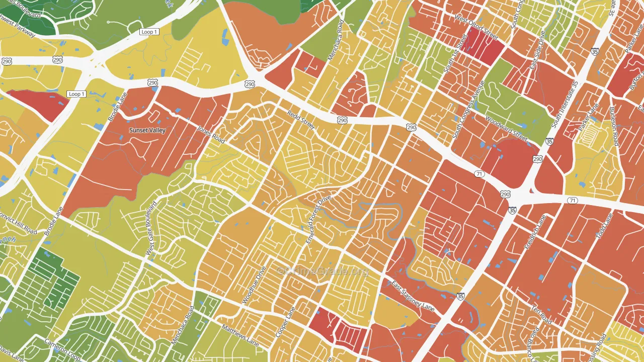 South Manchaca, Austin, TX Map of Assault Rates