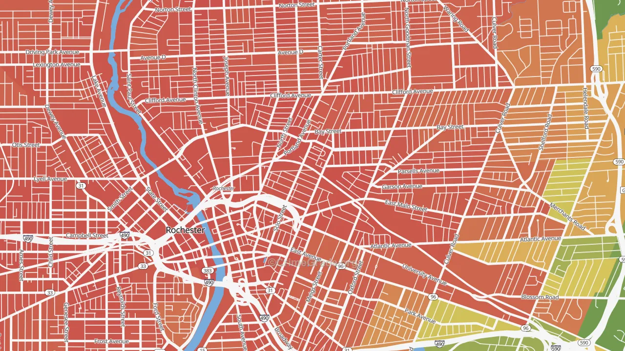 South Marketview Heights, Rochester, NY Map of Assault Rates