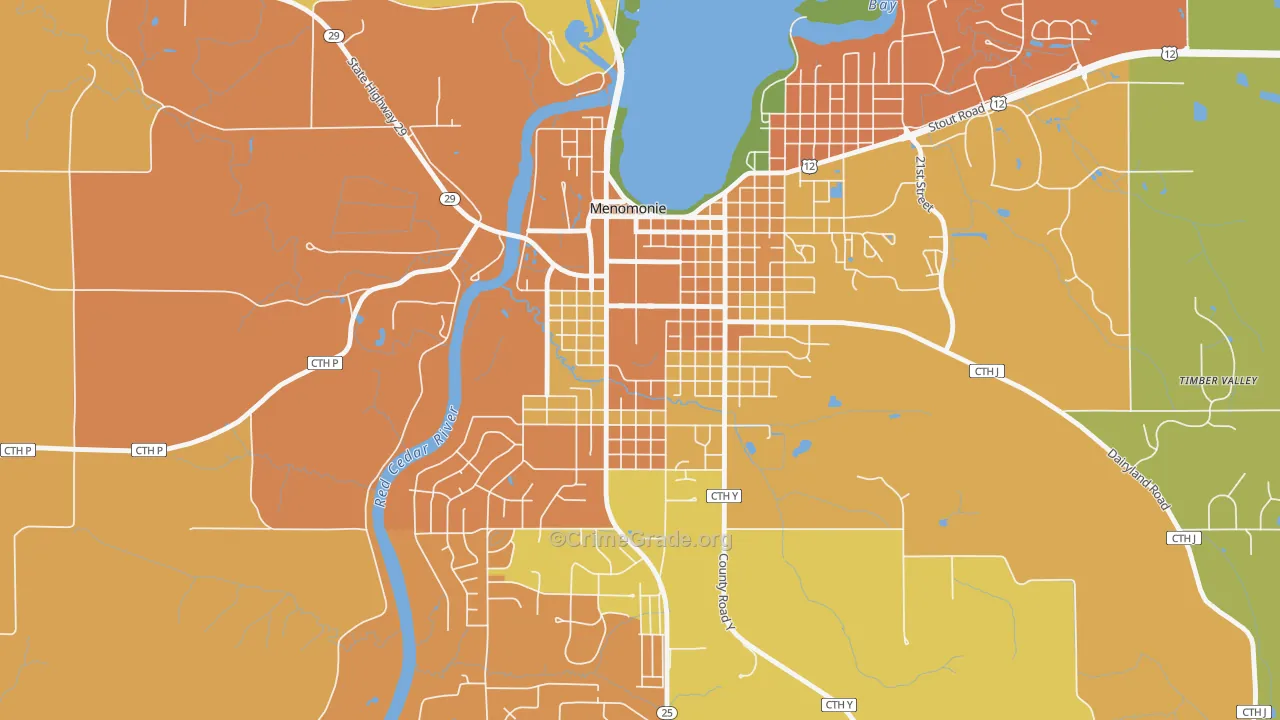 South Menomonie, Menomonie, WI Map of Assault Rates