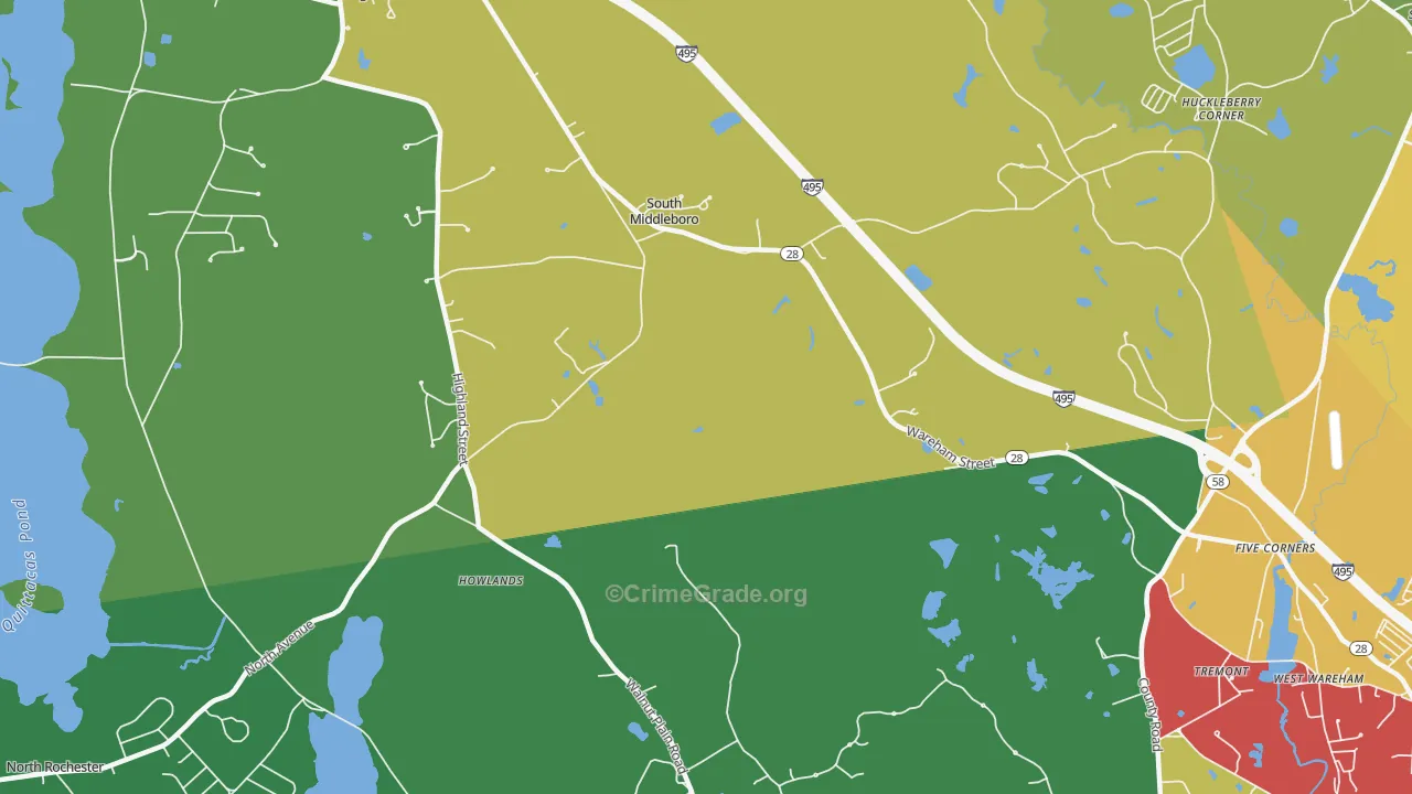 South Middleboro, MA Map of Assault Rates