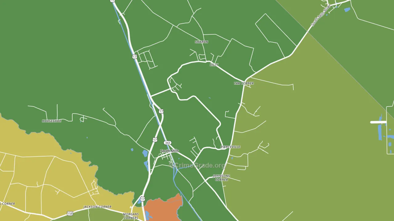 South Mills, NC Map of Assault Rates