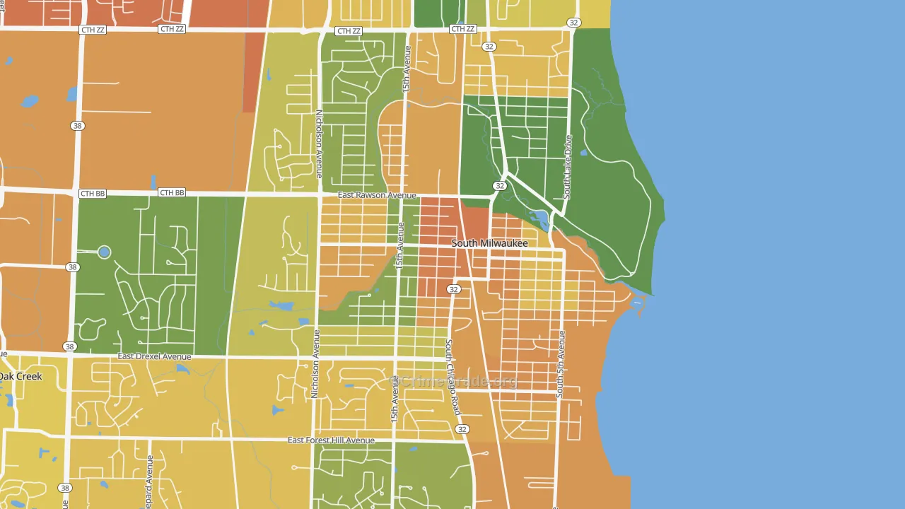 South Milwaukee, WI Map of Assault Rates