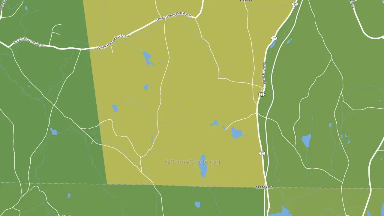 South Monson, MA Map of Assault Rates