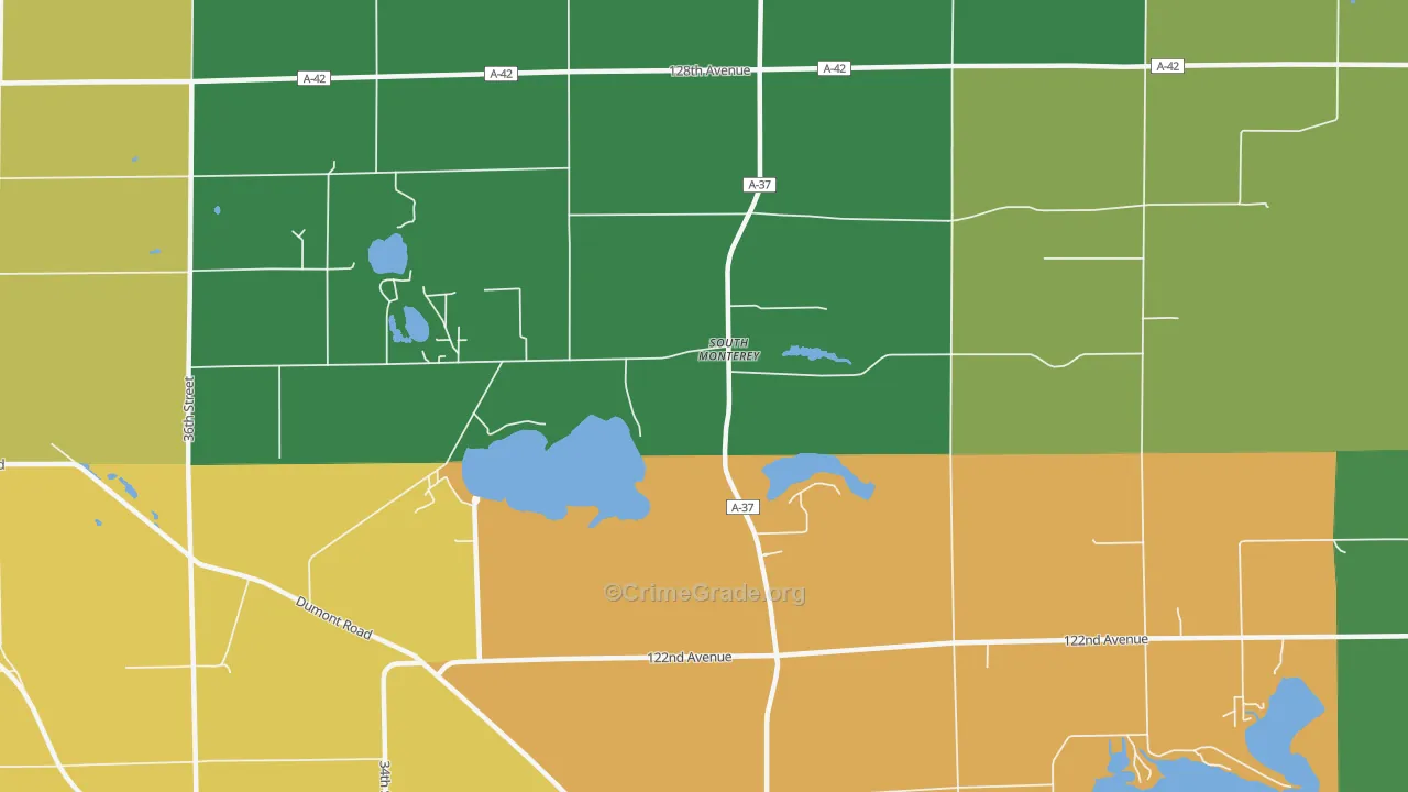 South Monterey, MI Map of Assault Rates