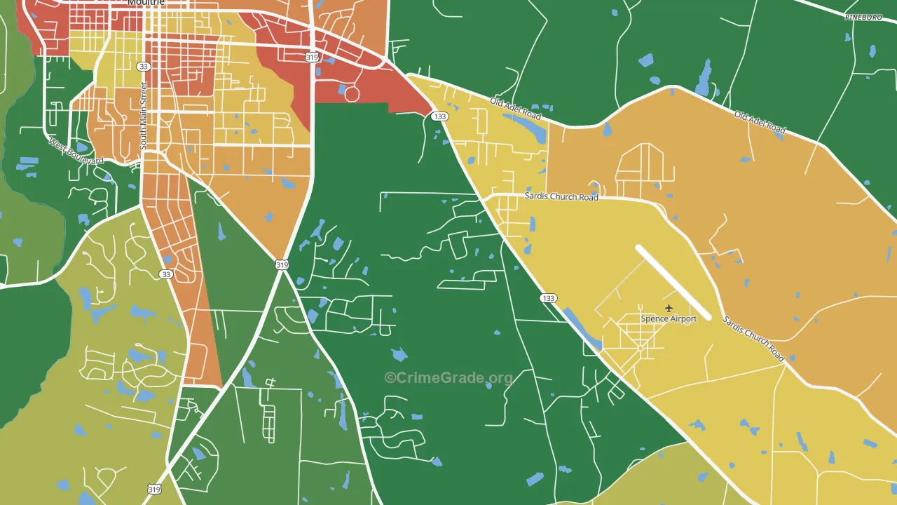 South Moultrie, GA Map of Assault Rates