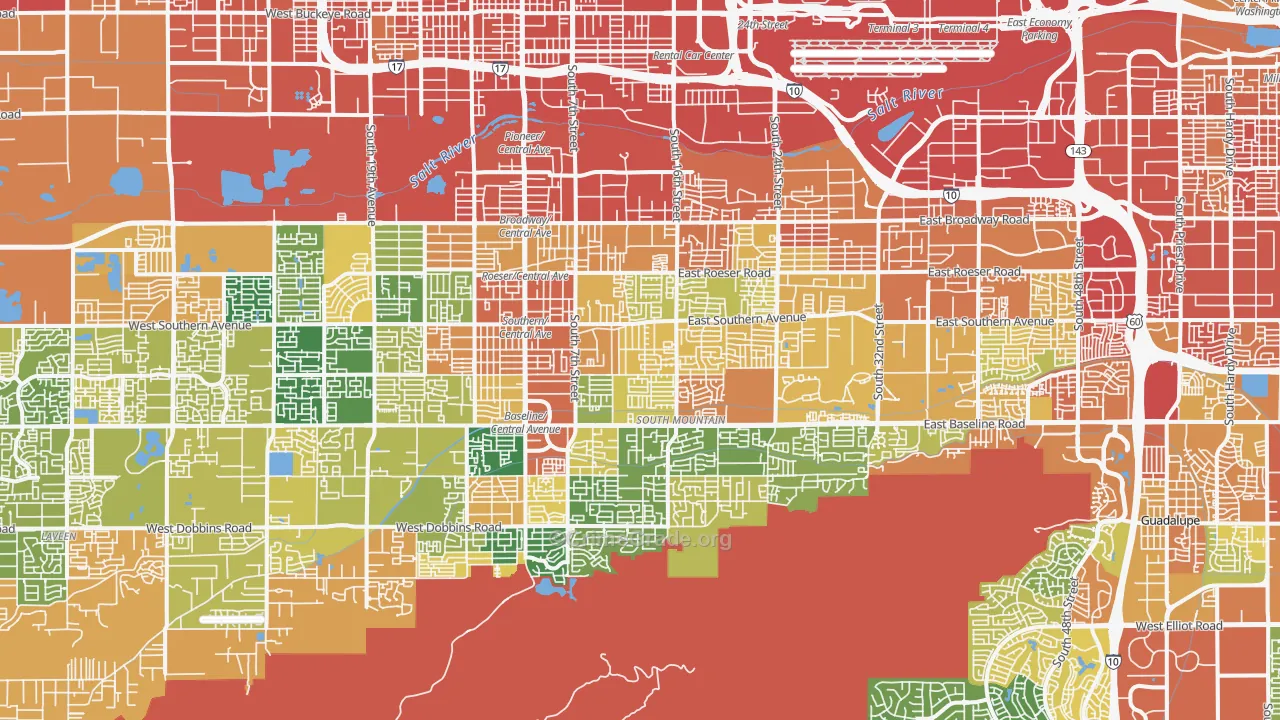 South Mountain, Phoenix, AZ Map of Assault Rates