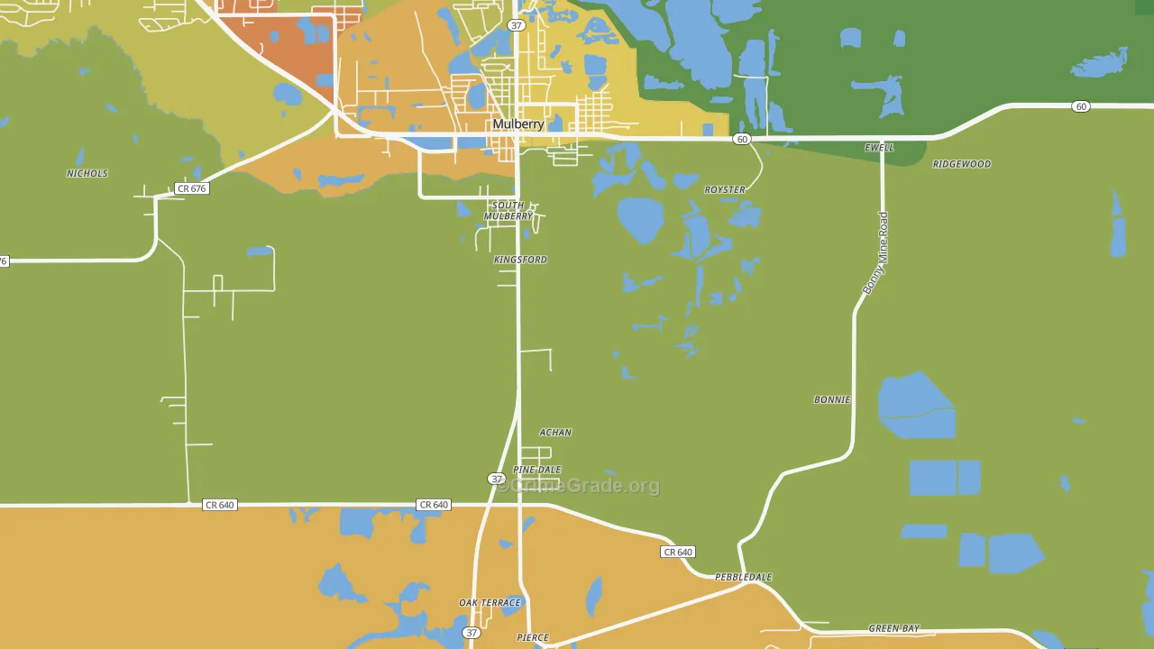 South Mulberry, FL Map of Assault Rates