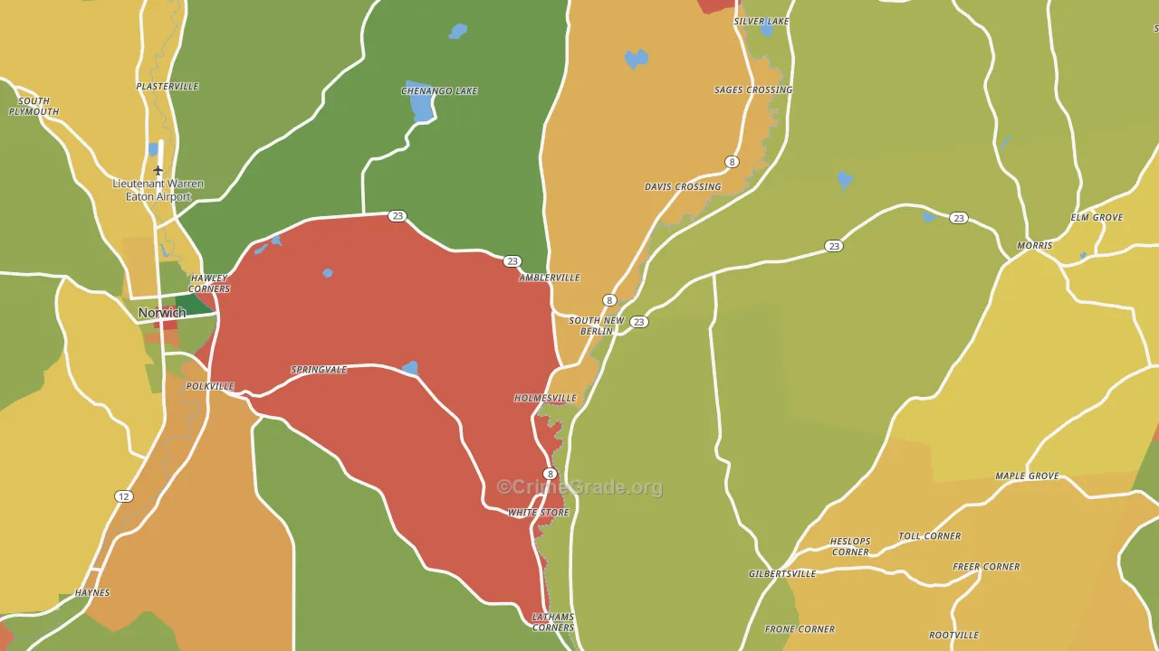 South New Berlin, NY Map of Assault Rates