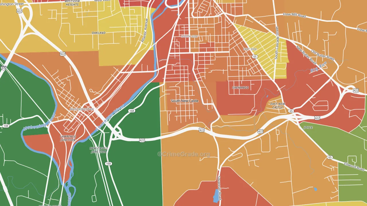 South New Castle, PA Map of Assault Rates