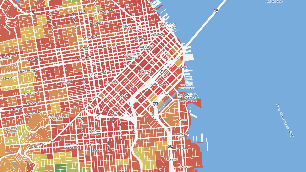 South of Market, San Francisco, CA Map of Assault Rates