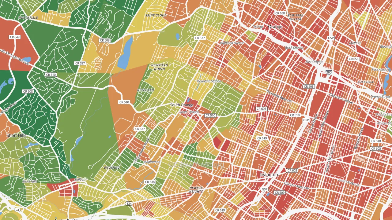 South Orange, NJ Map of Assault Rates