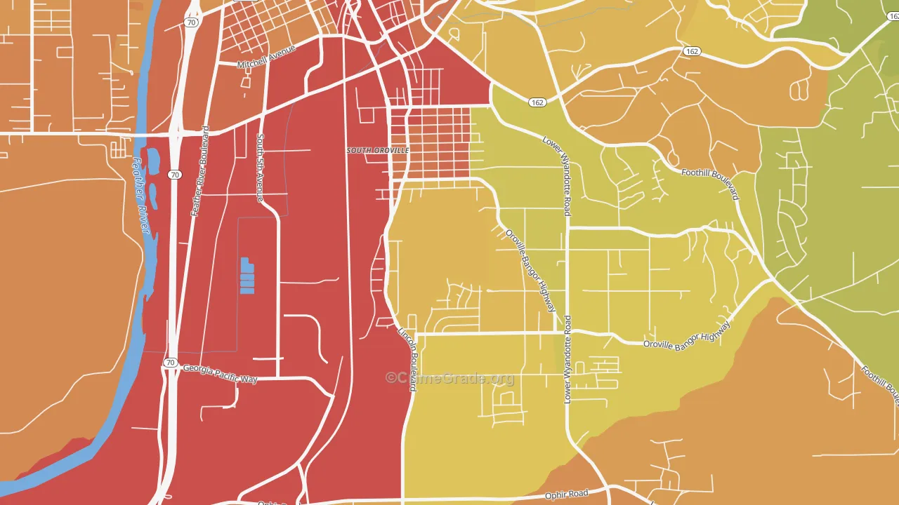 South Oroville, CA Map of Assault Rates