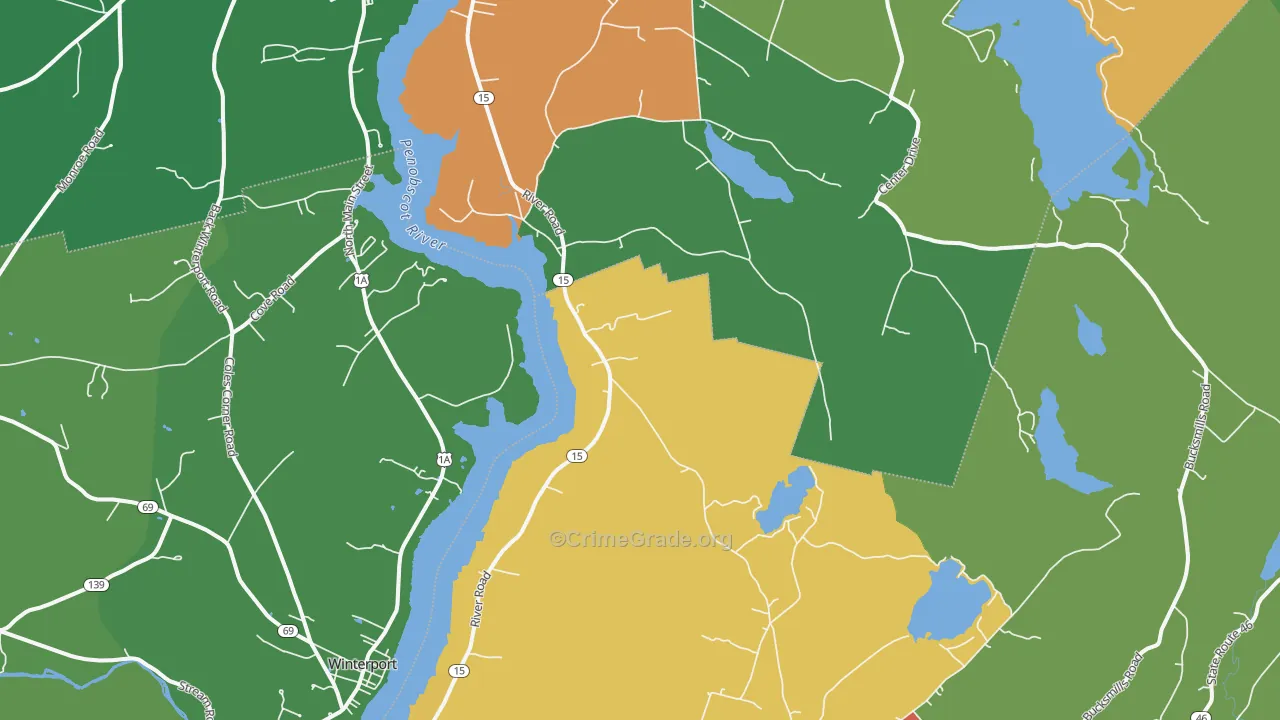 South Orrington, ME Map of Assault Rates