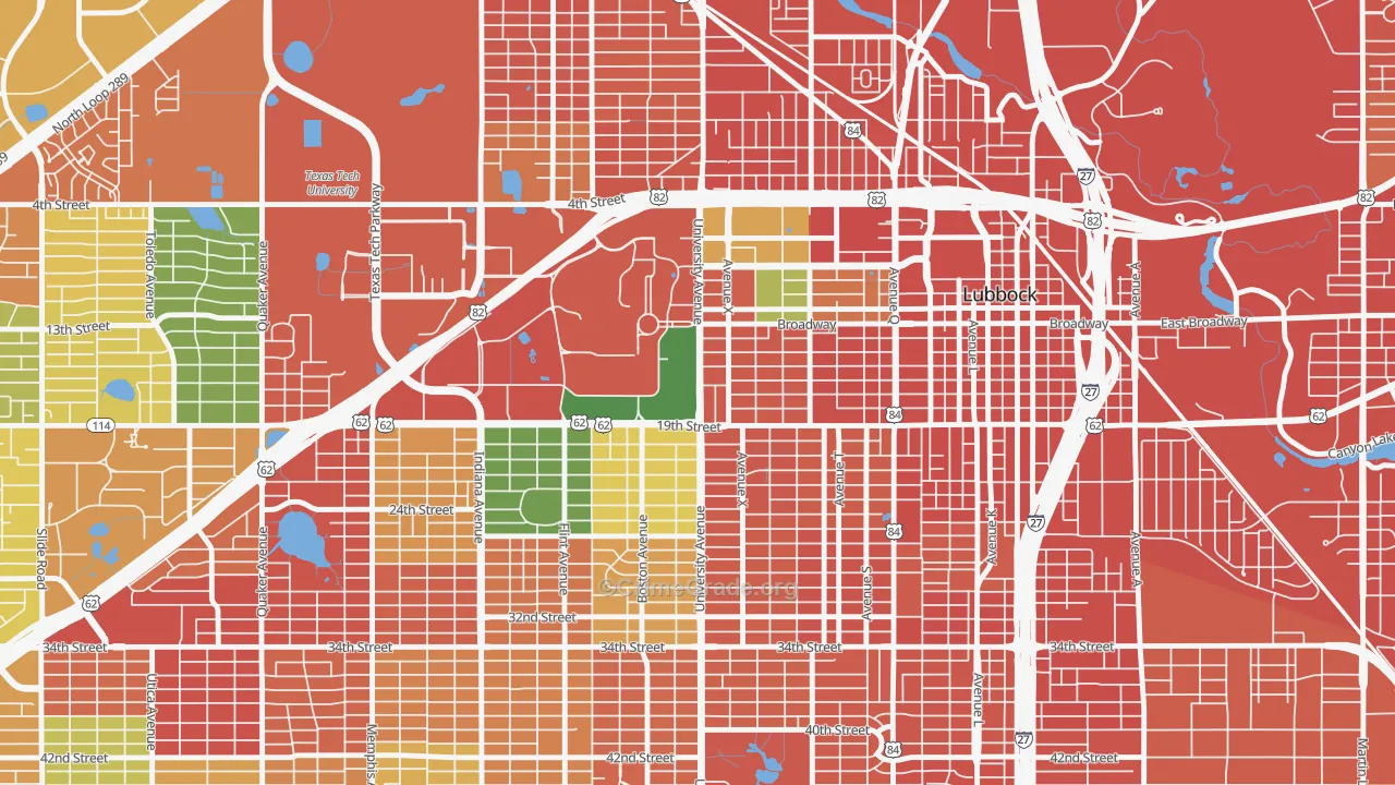 South Overton, Lubbock, TX Map of Assault Rates