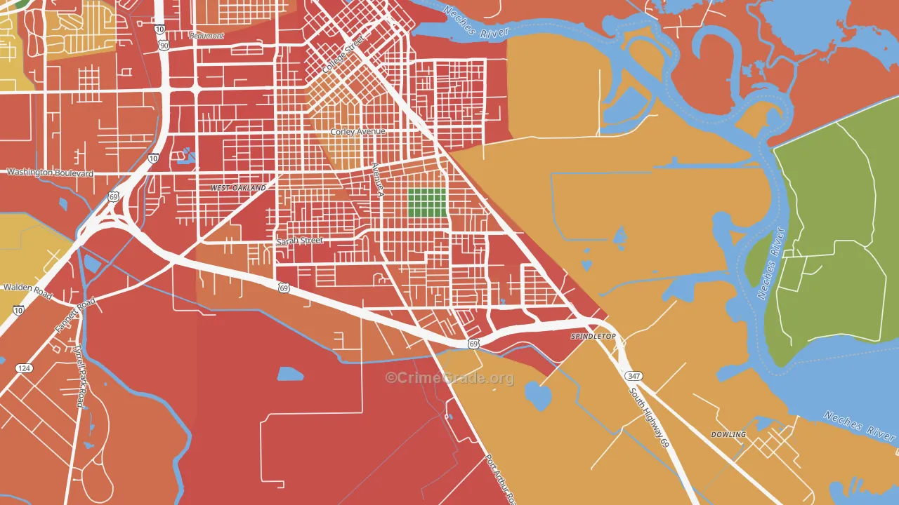 South Park, Beaumont, TX Map of Assault Rates