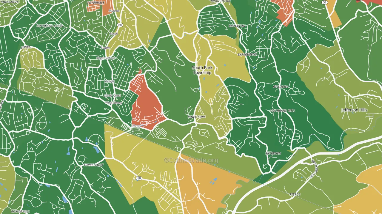 South Park Township, PA Map of Assault Rates