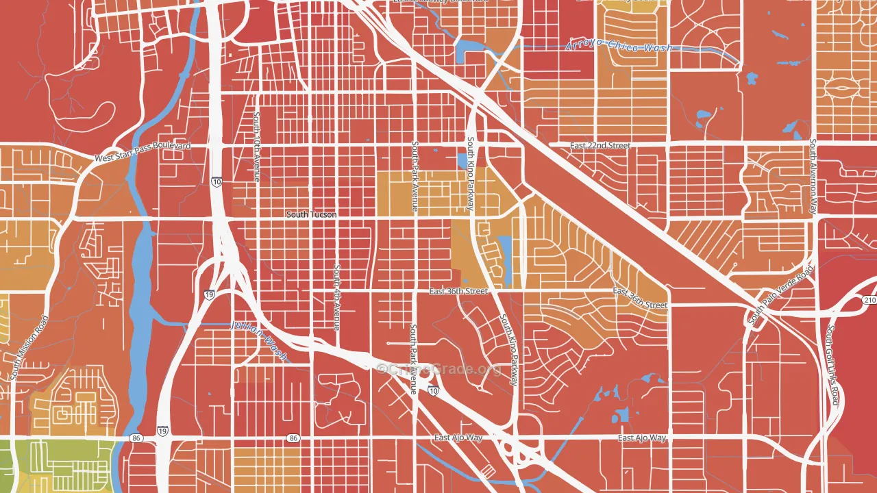 South Park, Tucson, AZ Map of Assault Rates