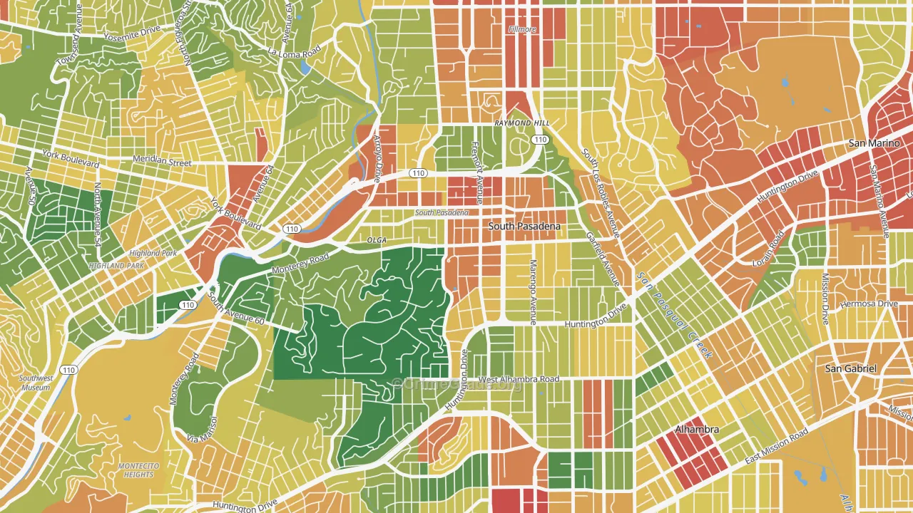South Pasadena, CA Map of Assault Rates