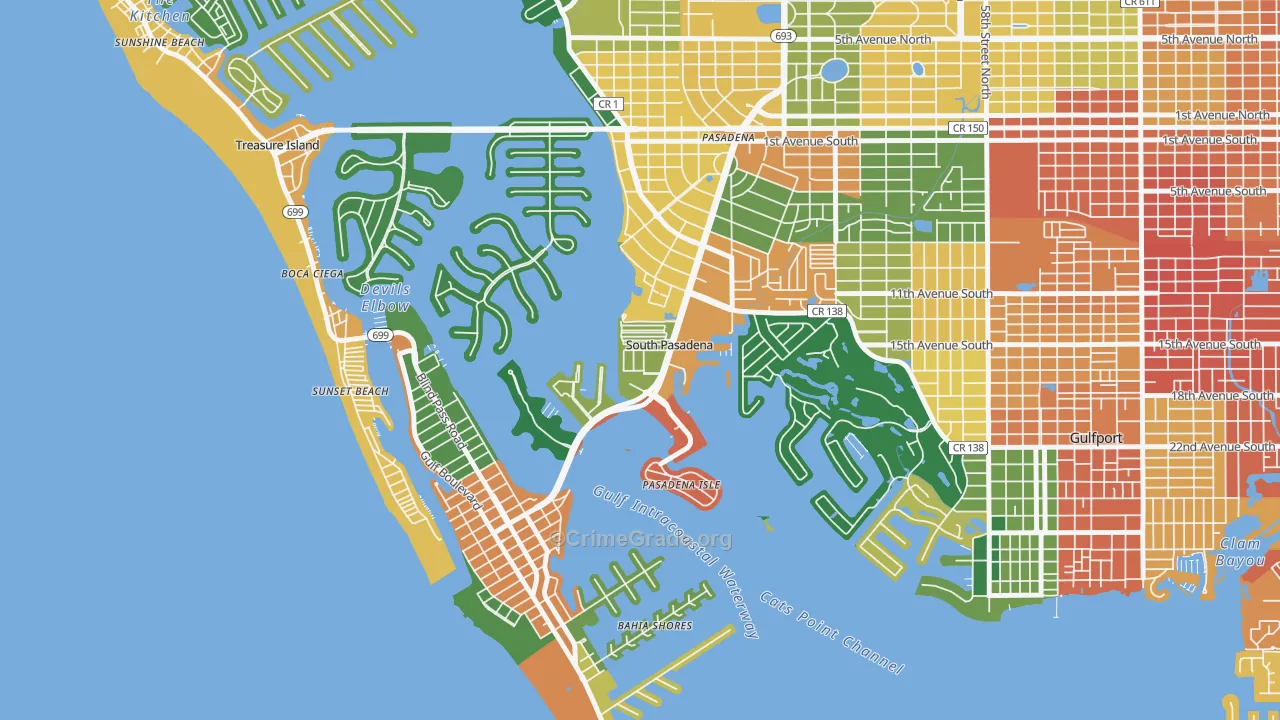 South Pasadena, FL Map of Assault Rates