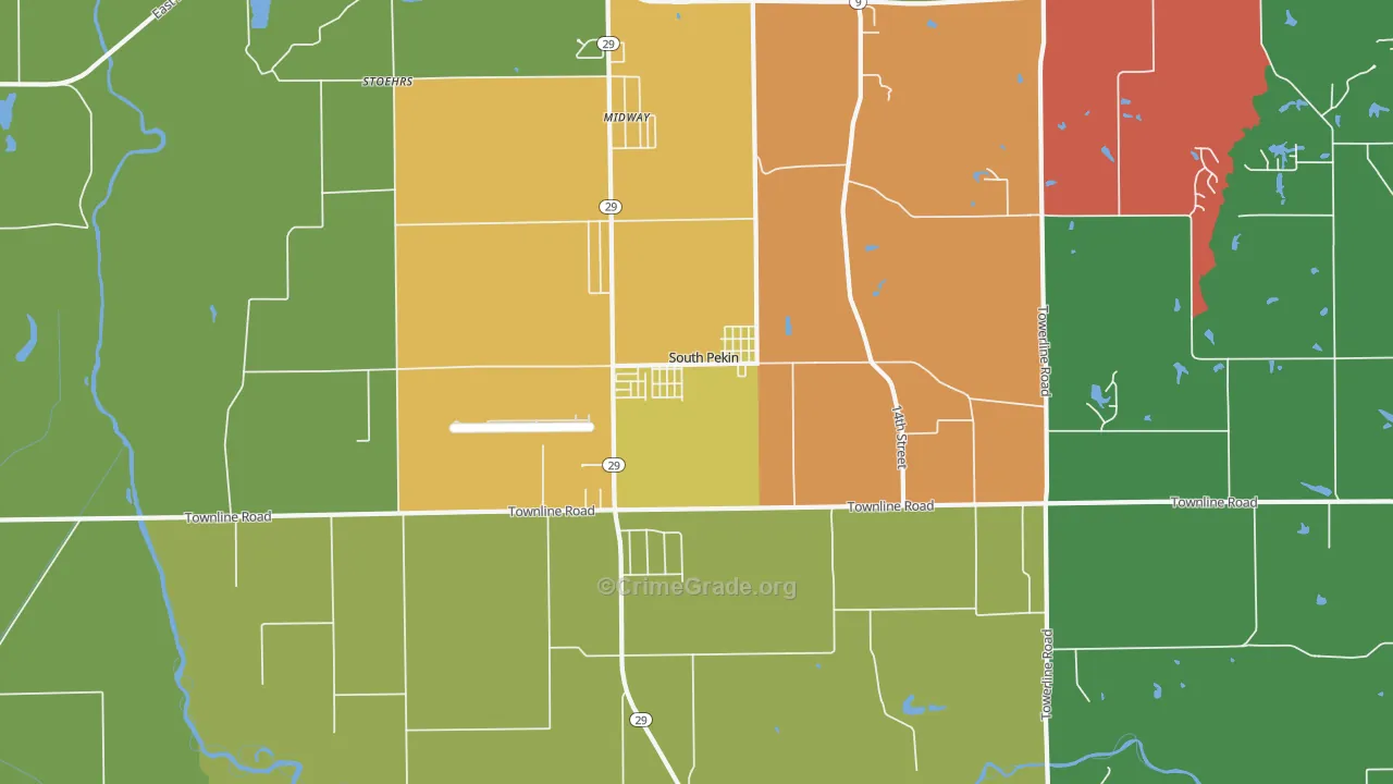 South Pekin, IL Map of Assault Rates