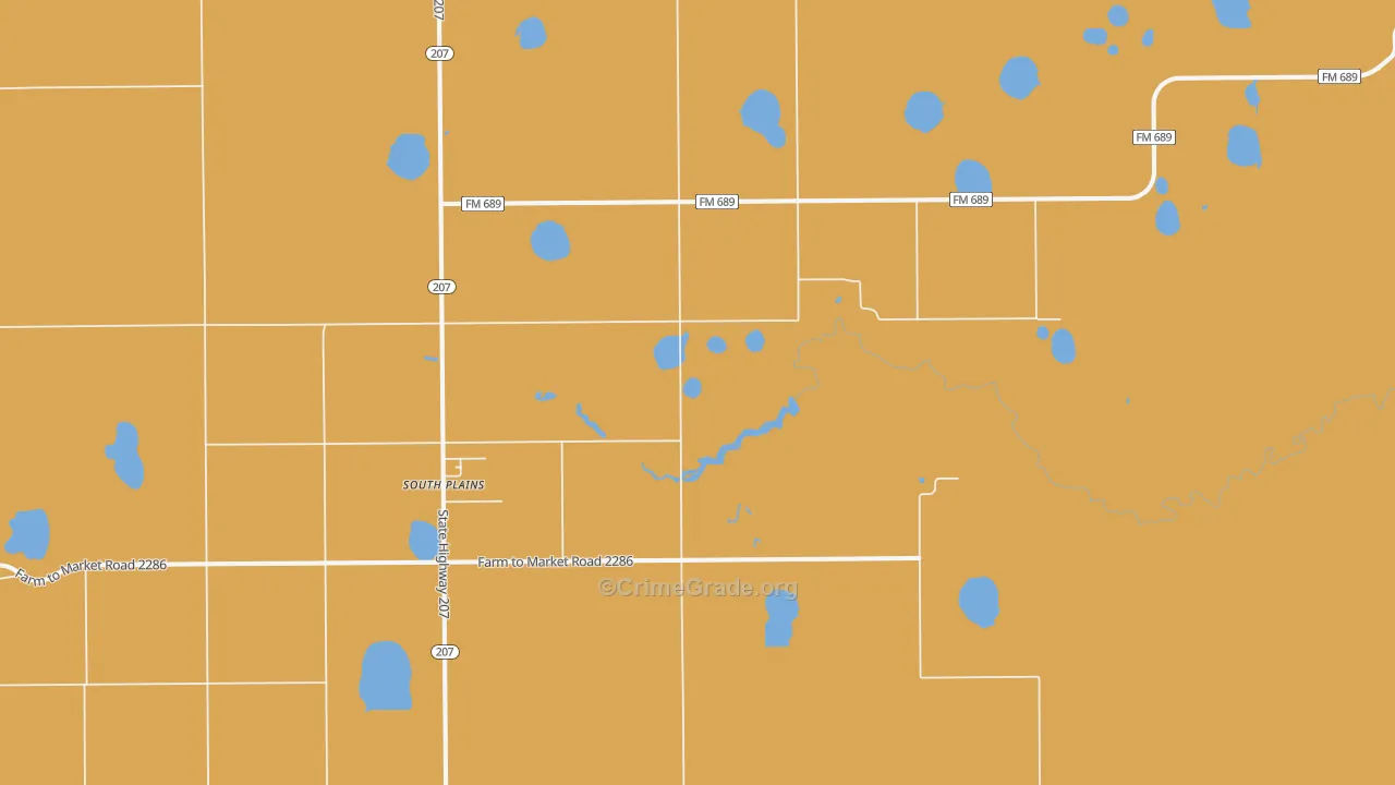 South Plains, TX Map of Assault Rates
