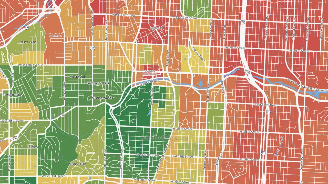 South Plaza, Kansas City, MO Map of Assault Rates