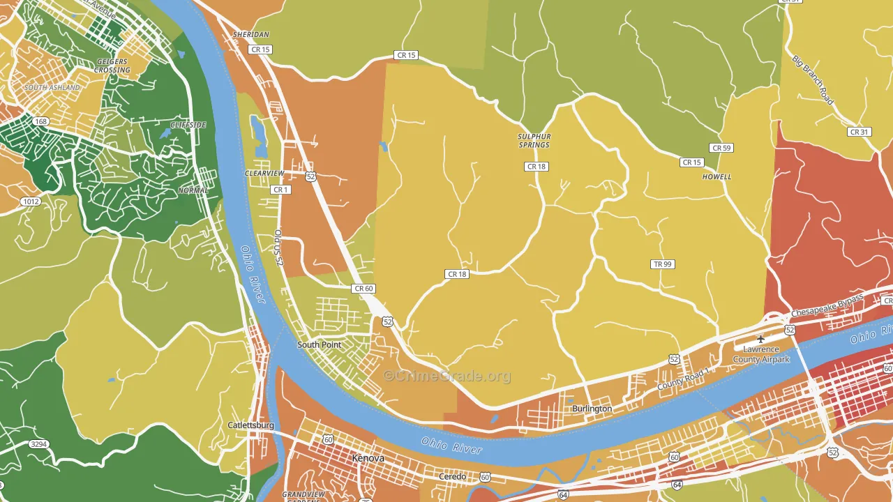 South Point, OH Map of Assault Rates