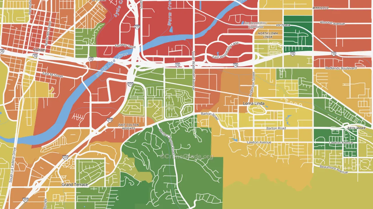 South Pointe, San Bernardino, CA Map of Assault Rates