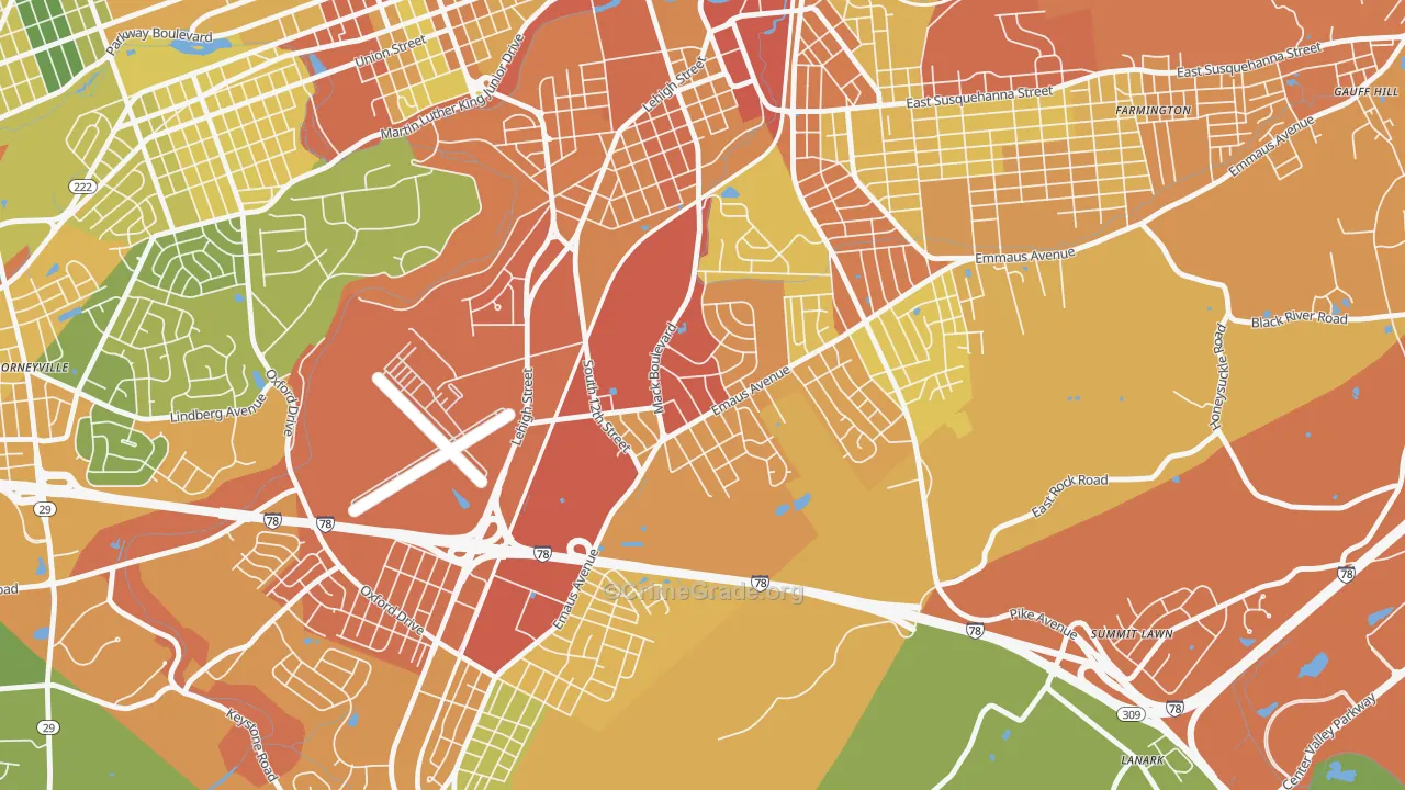 South Poplar, Allentown, PA Map of Assault Rates