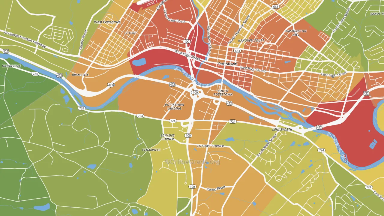South Pottstown, PA Map of Assault Rates