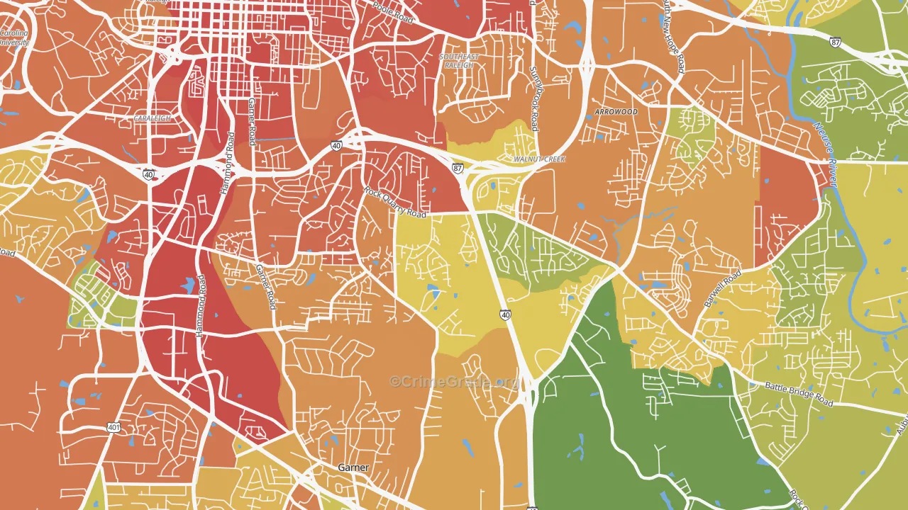 South, Raleigh, NC Map of Assault Rates