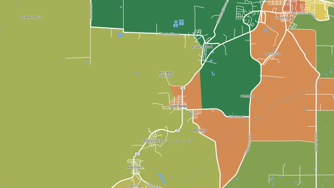 South Range, MI Map of Assault Rates