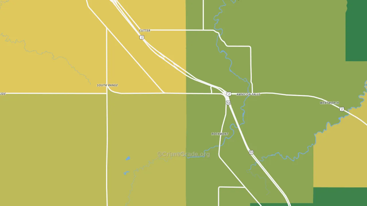 South Range, WI Map of Assault Rates