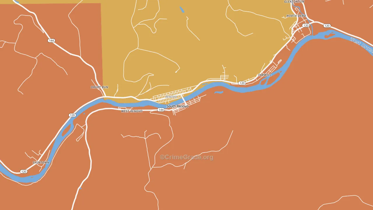 South Renovo, PA Map of Assault Rates