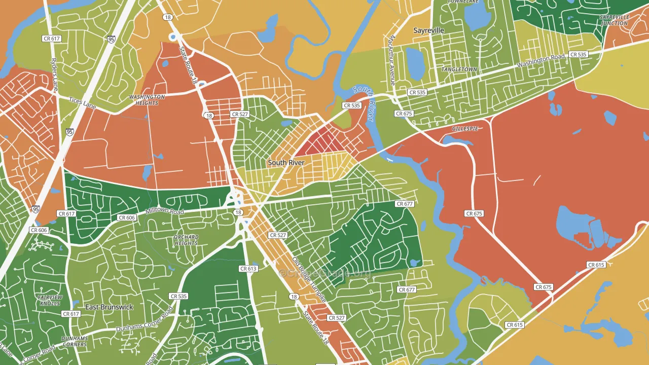 South River, NJ Map of Assault Rates