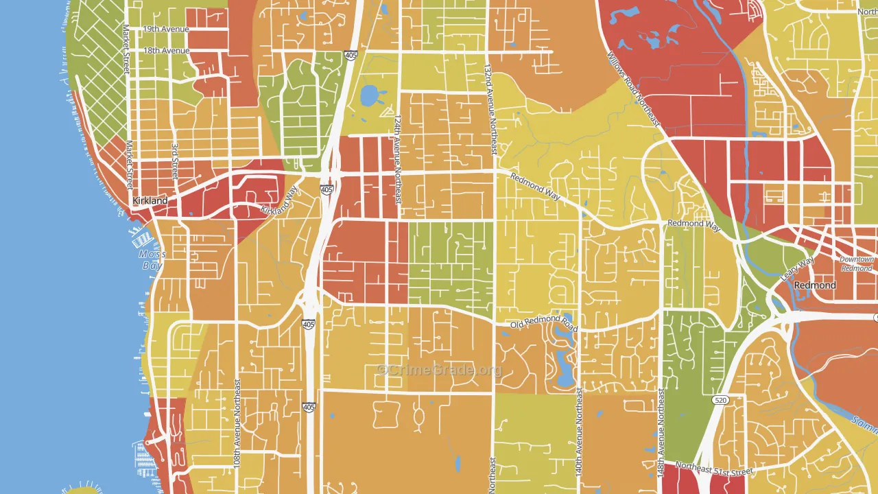 South Rose Hill, Kirkland, WA Map of Assault Rates