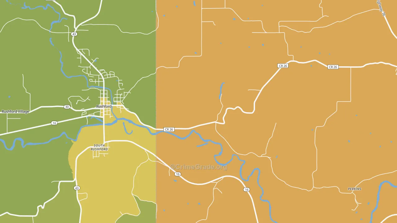 South Rushford, MN Map of Assault Rates