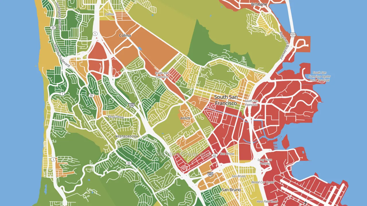 South San Francisco, CA Map of Assault Rates