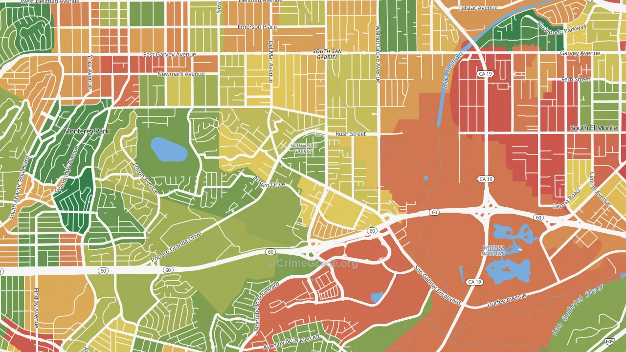 South San Gabriel, Rosemead, CA Map of Assault Rates