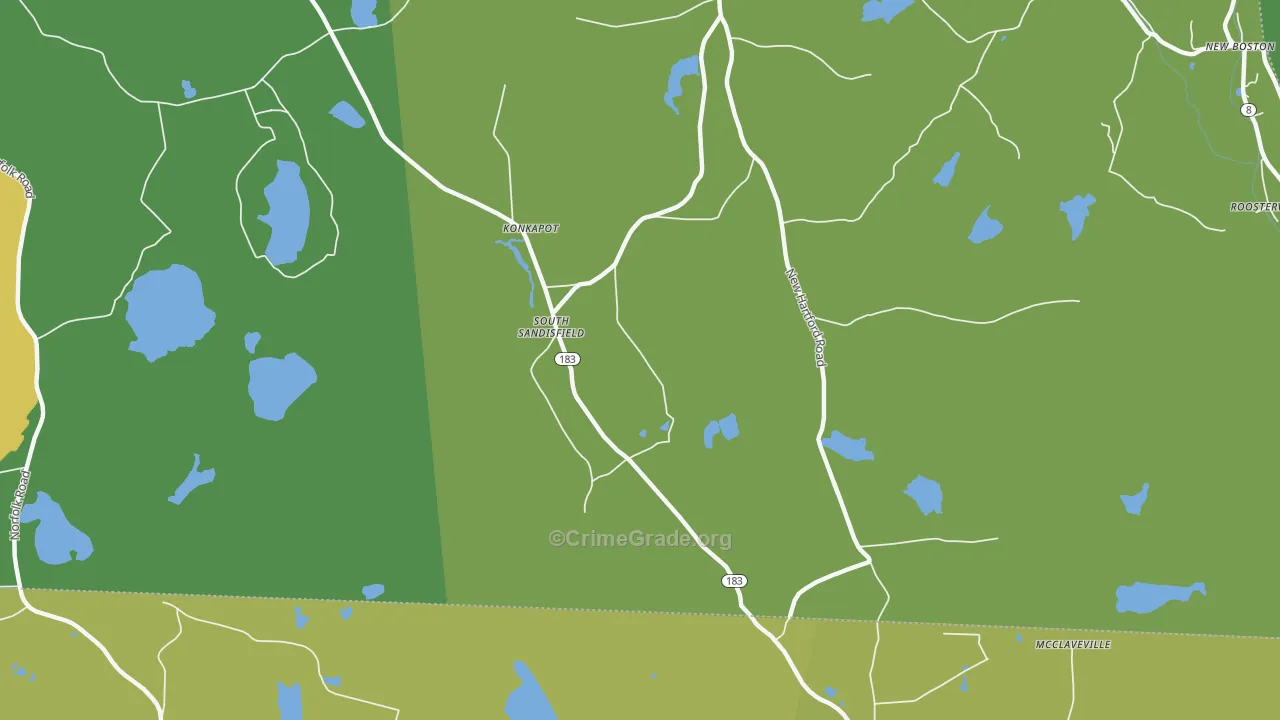 South Sandisfield, MA Map of Assault Rates