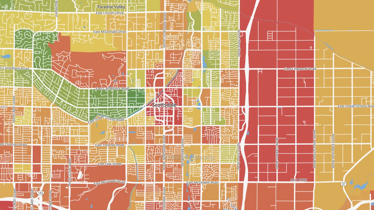 South Scottsdale, Scottsdale, AZ Map of Assault Rates