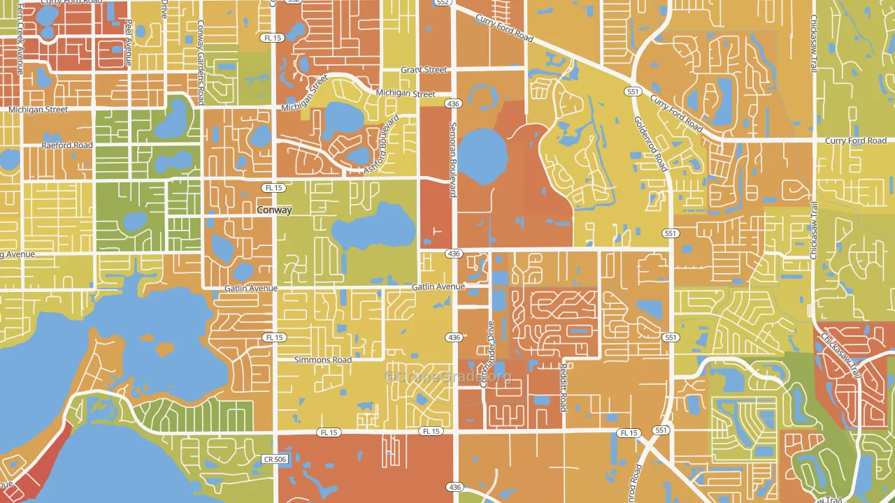 South Semoran, Orlando, FL Map of Assault Rates